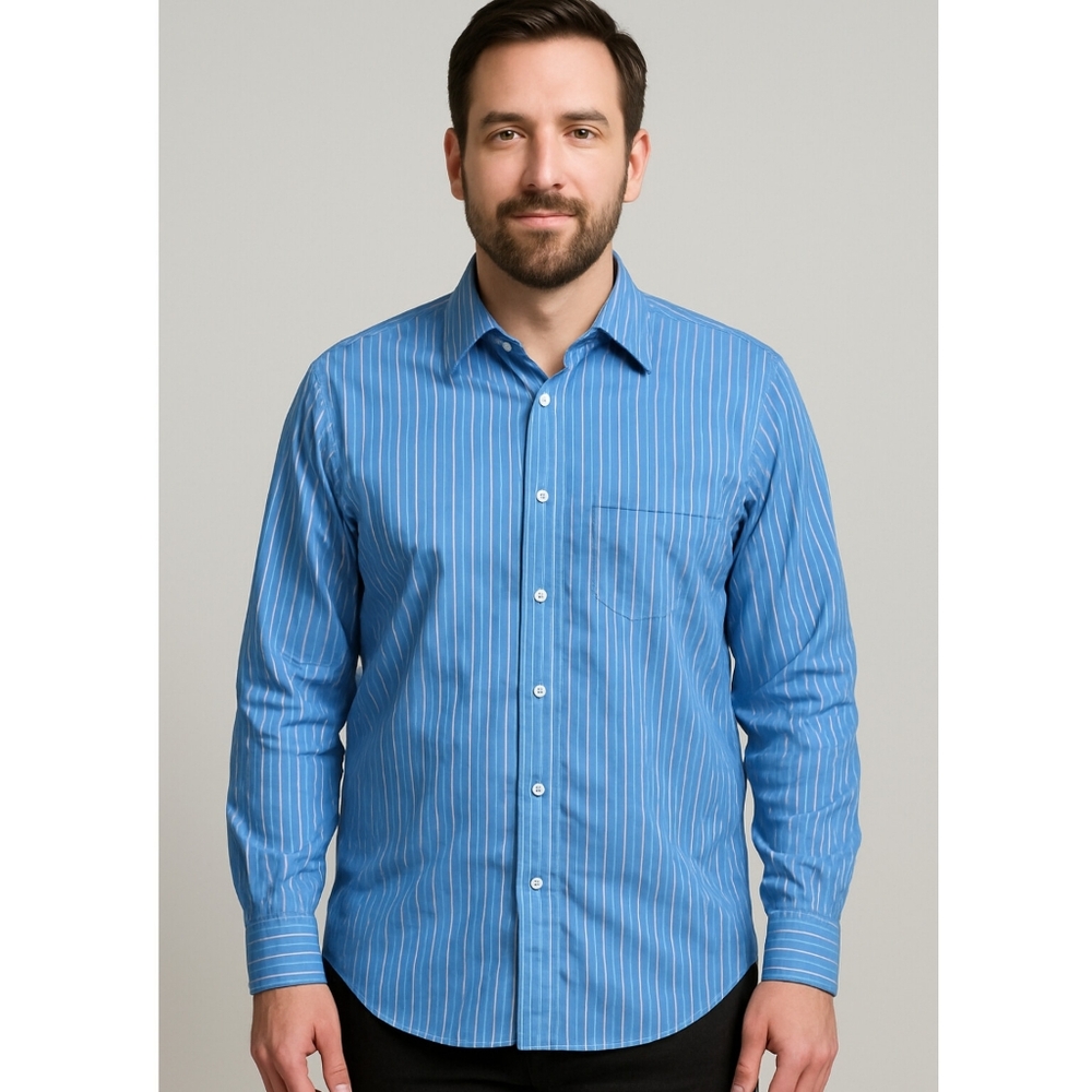 Men’s 3XL George Button-Up Shirt with White Stripes